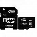 Карта памяти MicroSDHC  32GB UHS-I Class 10 Team Black + SD-adapter (TUSDH32GCL10U03)