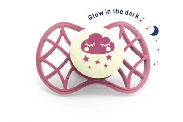 Пустышка ортодонтическая NV7064 Air55 Cool 0m+ "тучка" светящаяся в темноте цвета "пряное яблоко" - фото 1