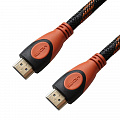 Кабель Grand-X (HDN-4K) HDMI-HDMI, 4K, 1.5м, оранжево-черный (100% медь)