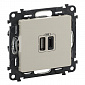 Розетка Legrand Valena LIFE USB-А + USB-С, 3А 5В, слонова кістка - фото 1