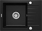 Мийка кухонна Deante Zorba, граніт, прямокутник, з крилом, 580х440х164мм, чаша - 1, накладна, чорний - фото 1