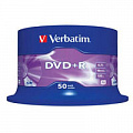 Диски DVD+R 4.7GB VERBATIM  Cake Box (43550) 16x, 50шт Silver