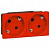 Блок розеток електричних MOSAIC Legrand 2хSchuko для кабельних каналів DLP, Quintella (16А, 250В,гвинтові клеми) 4мод, червоний