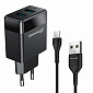 Сетевое зарядное устройство Grand-X (2xUSB 2.4А) Black (CH-50T) + кабель USB-C - фото 1