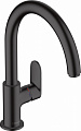 Смеситель Hansgrohe Vernis Blend M35 для кухонной мойки/71870670/210мм, 1-струйный/поворотный/рычаг сбоку/форма округлая/черный матовый