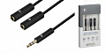 Кабель 2E аудио (jack 3.5mm jack(M) x 2(F), 0.15m, black