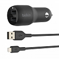 Автомобильное ЗУ Belkin Car Charger 24W Dual USB-A, USB-A - Lightning, 1m, black