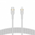 Кабель Belkin USB-С - Lightning, BRAIDED SILICONE, 1m, white