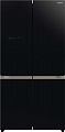 Холодильник с нижн. мороз. HITACHI R-WB720VUC0GBK, 184х72х90см, 4 дв., Х- 372л, М- 196л, A+, NF, Инвертор,Вакуум,Черный (стекло)