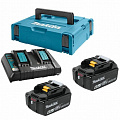 Набор аккумуляторов + зарядное устройство Makita LXT BL1860 x 2шт (18В, 6Ач) + DC18RD, кейс Makpac3