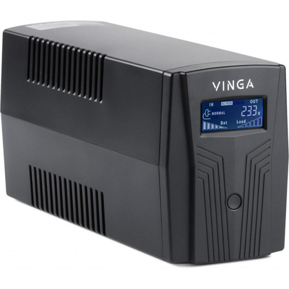 Джерело безперебійного живлення Vinga VPC-800PU 800ВА / 480 Вт з LCD-дисплеєм з USB у пластиковому корпусі - фото 2