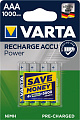 Акумулятор VARTA RECHARGEABLE ACCU AAA 1000mAh BLI 4 NI-MH (READY 2 USE)