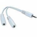 Аудио-кабель Cablexpert  (CCA-415W) 3.5 mm-2х3.5 mm 0.1 м, стерео, White