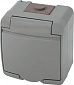 Розетка ETI 1хSchuko, наружная, серая крышка, IP54, RHE-1s-SR - фото 1