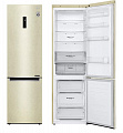 Холодильник с нижн. мороз. камерою LG GA-B509MEQZ, 203х68х60см, 2 дв., Холод.відд. - 277л, Мороз. відд. - 107л, A++, NF, Лінейний, Зовнішній дисплей, Бежевий