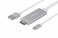 Адаптер 2E Lightning - HDMI/USB-A Male, Alumium Shell, 2m, silver