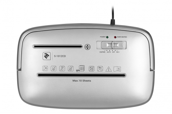 Знищувач документів 2E S-1012CD до 10 аркушів, перехресна різка 4x35 мм, 21л + різка CD - фото 2