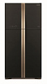 Холодильник с верхней мороз. HITACHI R-W610PUC4GBK, 176х75х86см, 4 дв., Х- 365л, М- 144л, A+, NF, Инвертор, Черный (стекло)