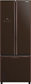 Холодильник с нижн. мороз. HITACHI R-WB600PUC9GBW, 180х76х68см, 3 дв., Х- 308л, М- 107л, A+, NF, Инвертор, Коричневый (стекло)