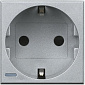 Bticino Axolute Розетка 2К+З, 10/16 А 250 В, цвет алюминий, немецкий стандарт - фото 1