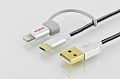 Кабель EDNET USB 2.0 Lightning+microUSB charge/sync 1 м, Black