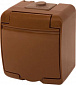 Розетка ETI 1-я (Schuko) (коричневая крышка) (IP 54) RHE-1s-KR - фото 1