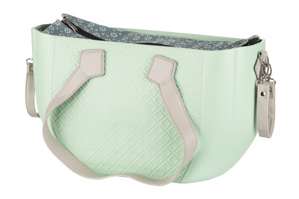 Сумка Nuvita MyMia мятный корпус/подкл.д.мам цвет.узор/набор(ручки,фиксаторы,ремни на коляску) эко-кожа серый - фото 4