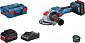 Шлифмашина угловая Bosch GWX 18V-15 SC, Bluetooth, 18В, 2x8Ah, ЗУ, 125мм, 3400-11000об/мин, 3.3кг, кейс - фото 1