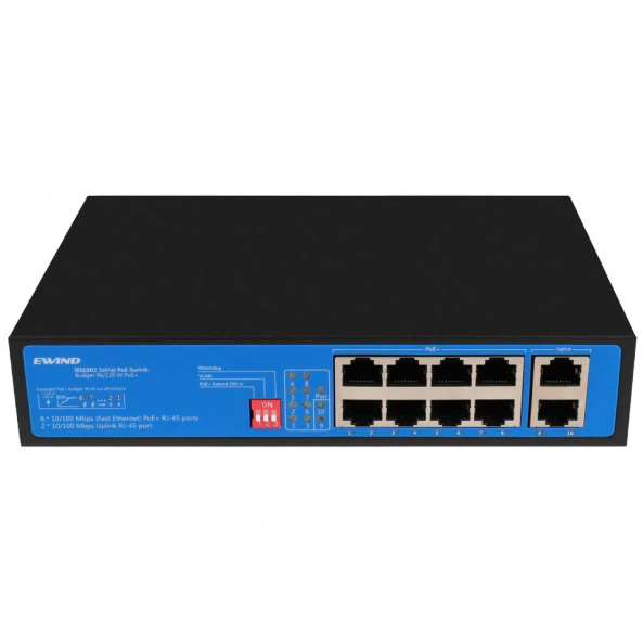Некерований 10-портовий PoE-комутатор Ewind EW-S1910CF-AP з 8 портами PoE - фото 2