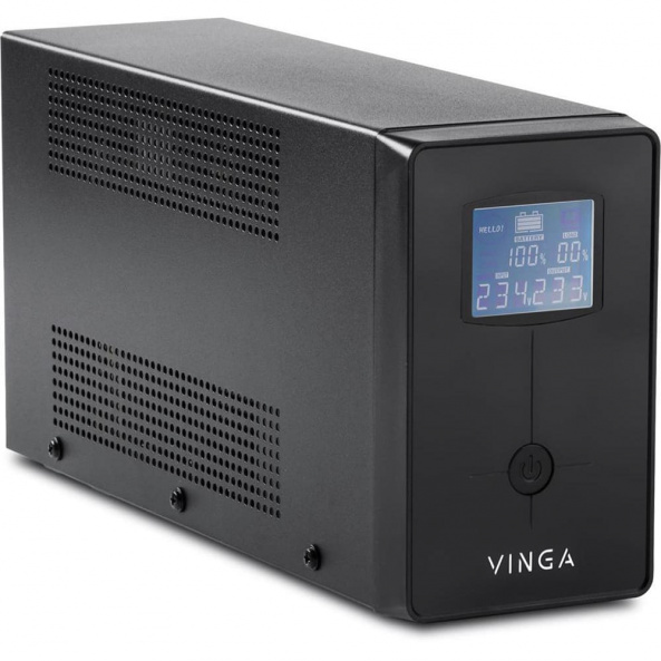 Джерело безперебійного живлення Vinga VPC-1200MU 1200ВА / 720 Вт з LCD-дисплеєм з USB у металевому корпусі - фото 2