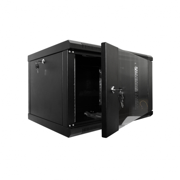 Шкаф серверный SteelNet 12U 600 x 600 для сетевого оборудования (стекло, черный) - фото 2