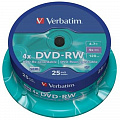Диски DVD-RW Verbatim (43639) 4.7GB 4x Cake, 25шт Silver