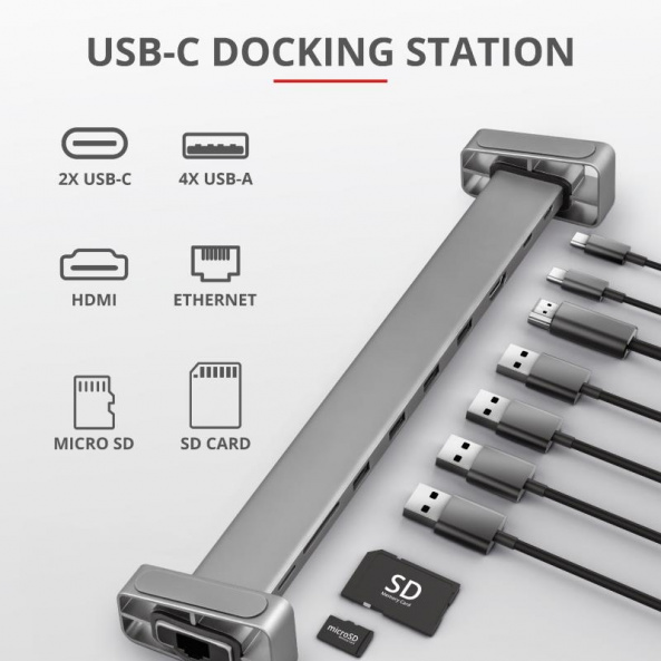 USB-хаб Trust Dalyx Aluminium 10-in-1 USB-C Multi-port Dock - фото 1