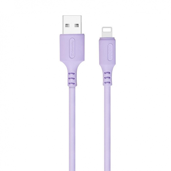Кабель ColorWay USB-Lightning, soft silicone, 2.4А, 1м, Purple (CW-CBUL044-PU) - фото 1