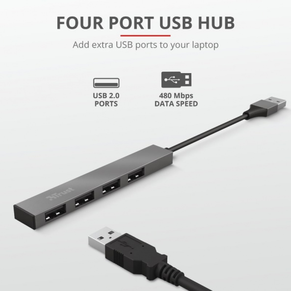 USB-хаб Trust Halyx Aluminium 4-Port Mini USB Hub - фото 9